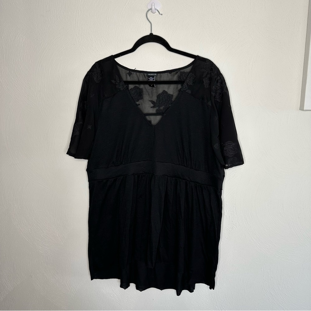Torrid Chiffon Rose Printed V-neck Blouse